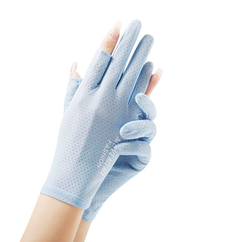 Chic UV Shield: Women's Ice Silk Sunscreen Gloves for Summer Adventures
