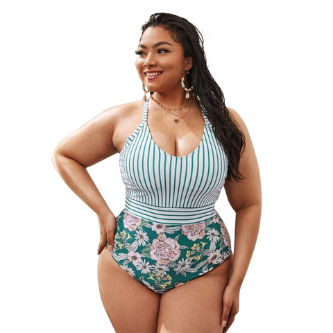 Printed Striped Bikini: Curvy Confidence