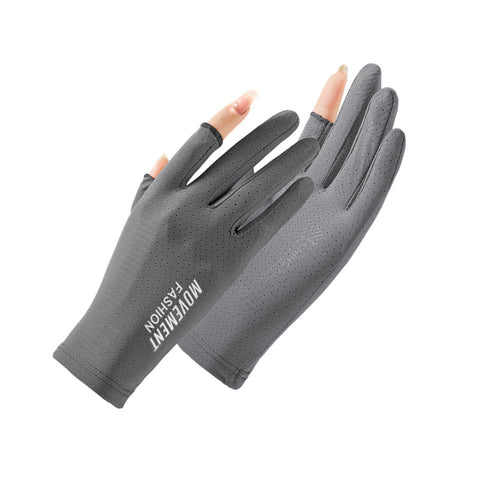 Chic UV Shield: Women's Ice Silk Sunscreen Gloves for Summer Adventures